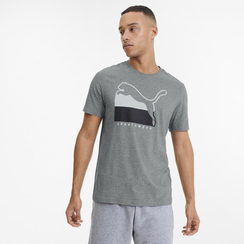 Áo tay ngắn nam Puma ATHLETICS Tee Big Logo Medium Gray Heath