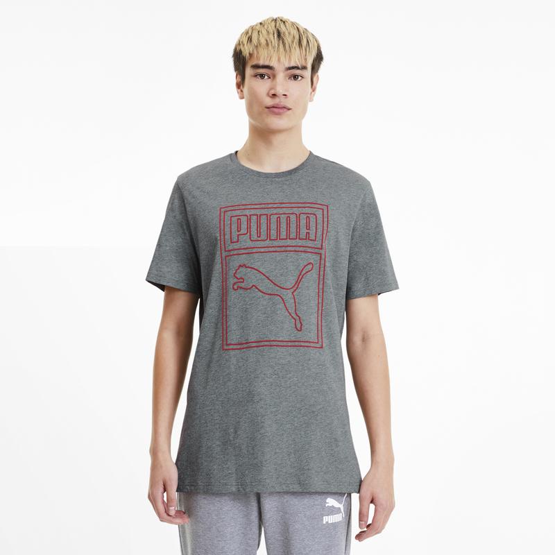 Áo tay ngắn nam PUMA AP Graphic Tee Box Logo Medium Gray Heather