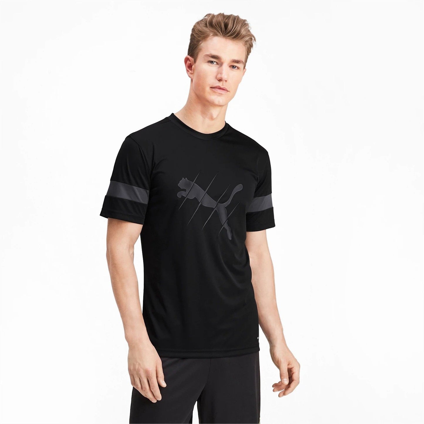 Áo tay ngắn nam PUMA Apparel ftblPLAY Logo Tee Puma Black-Asphalt